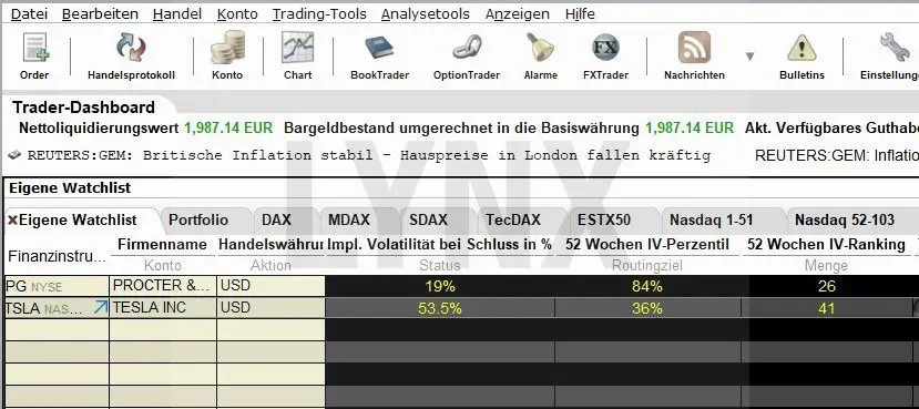 Handelsplattform TWS: Spalten für implizite Volatilität | Online Broker LYNX Handelsplattform TWS: Spalten für implizite Volatilität | Online Broker LYNX