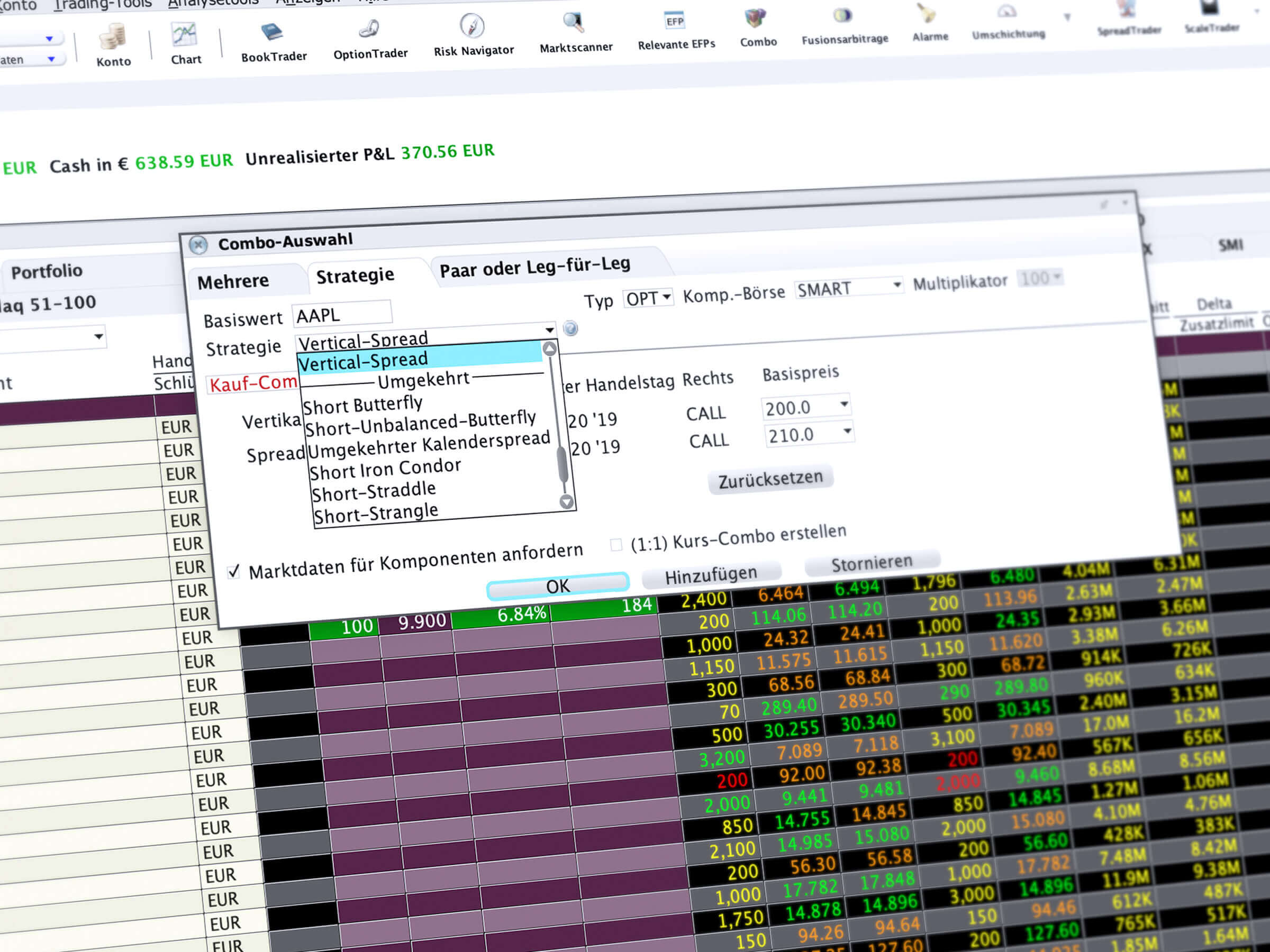 Handeln Sie über LYNX mit weiteren Tradingtools wie dem ComboTrader Weitere Tradingtools bei LYNX: ComboTrader