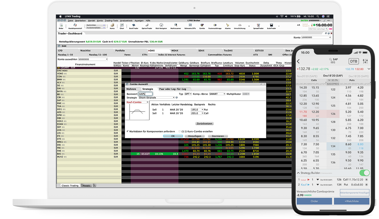 ComboTrader bei LYNX - Optionskombinationen mit 1 Klick übermitteln