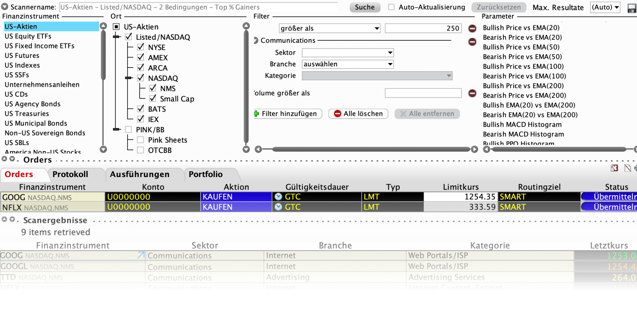 TWS: Trading Tools Market Scanner | Online Broker LYNX