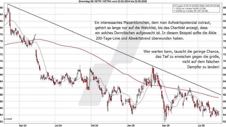 Börse aktuell: Entwicklung Brenntag von 2024 bis 2025 | Quelle: marketmaker pp4 | Online Broker LYNX